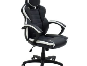 Καρέκλα Γραφείου Εργασίας Garmin – Bucket Pu Μαύρο-Λευκό 67X60X113-123Cm 126-000016