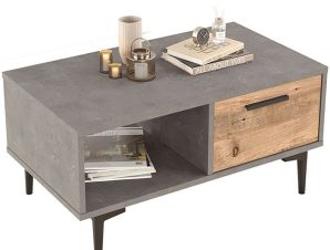Τραπέζι Σαλονιού Jethro 176-000073 90x51x40,6cm Cement-Sonoma