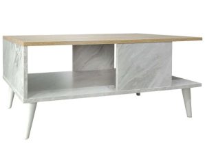 Τραπέζι Σαλονιού Moses 049-000066 90x54x37,5cm Marble Effect White-Sonoma
