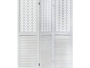Iliadis Λευκό Ξύλινο Τρίφυλλο Παραβάν 3x(40x170cm) με Σκάλισμα και Γρίλιες 80853