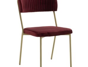 Καρέκλα Livio pakoworld βελούδο μπορντό-χρυσό πόδι (Σετ 2 Τεμάχια) – PAKO WORLD – 101-000045
