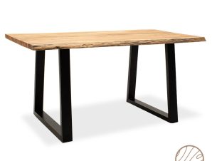 Τραπέζι Miles pakoworld μασίφ ξύλο 4εκ καρυδί-πόδι μαύρο 160x90x79εκ – PAKO WORLD – 113-000006